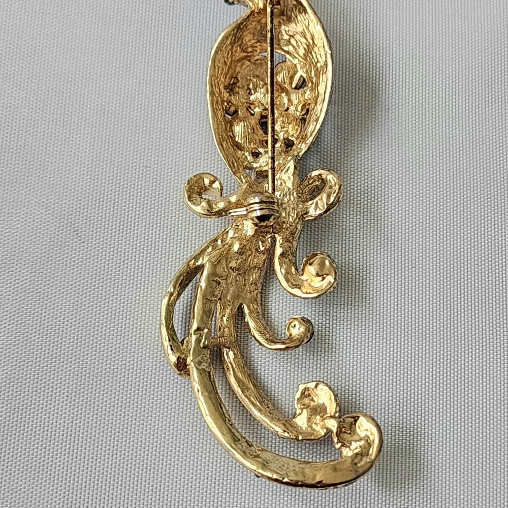 Peacock Blue Bird Brooch Pin‎ Colorful Rhinestone Costume Jewelry Collectible